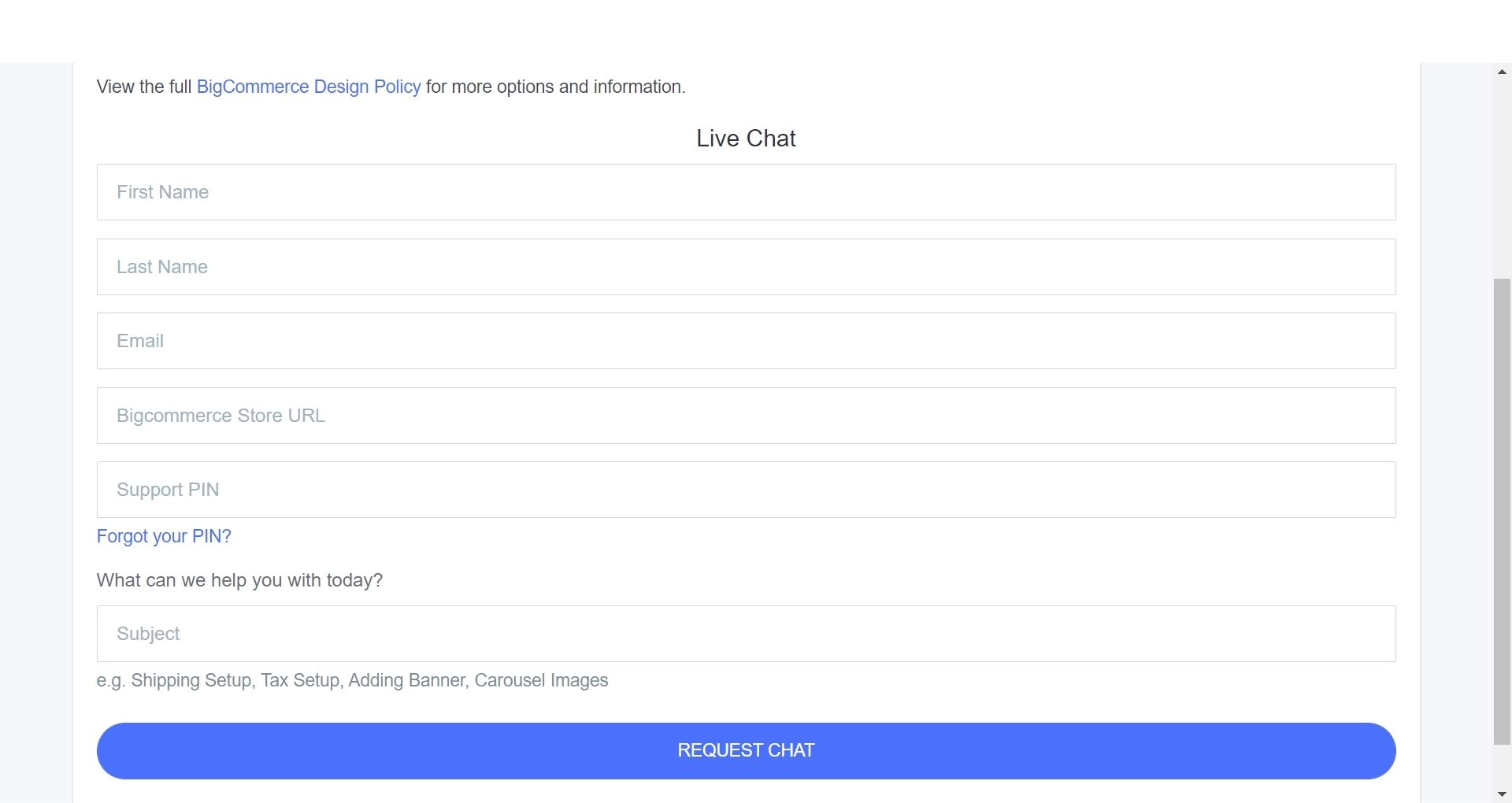 bigcommerce support live chat support